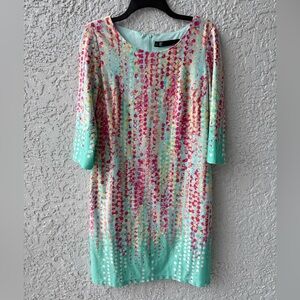 Leslie Fay Seaglass Knee length Multi color dot dress Dress size 10